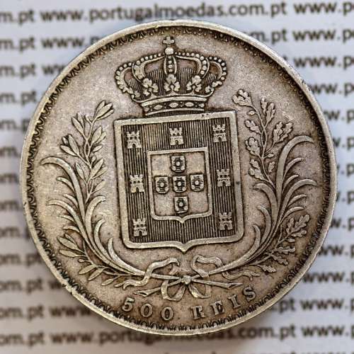 500 réis 1888 prata D. Luis I, moeda de cinco tostões prata 1888, World Coins Portugal KM 509 .L1.12.20.B6