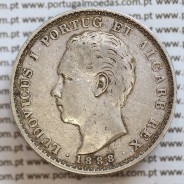 500 réis 1888 prata D. Luis I, moeda de cinco tostões prata 1888, World Coins Portugal KM 509 .L1.12.20.B6