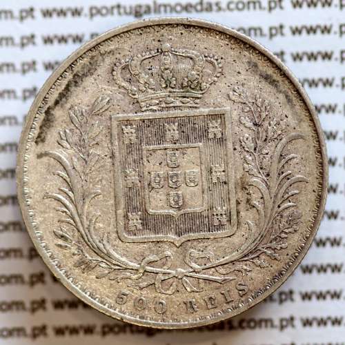 500 réis 1888 prata D. Luis I, moeda de cinco tostões prata 1888, World Coins Portugal KM 509 .L1.12.20.B7