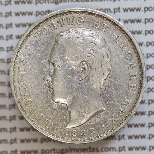 500 réis 1888 prata D. Luis I, moeda de cinco tostões prata 1888, World Coins Portugal KM 509 .L1.12.20.B8