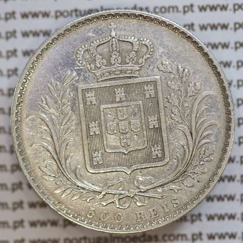 500 réis 1888 prata D. Luis I, moeda de cinco tostões prata 1888, World Coins Portugal KM 509 .L1.12.20.B8