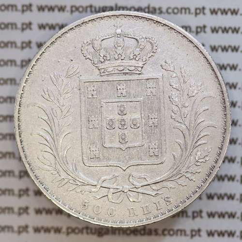 500 réis 1888 prata D. Luis I, moeda de cinco tostões prata 1888, World Coins Portugal KM 509 .L1.12.20.B9