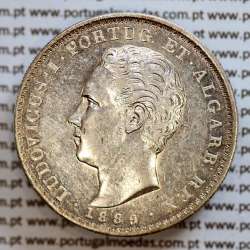 500 réis 1889 prata D. Luis I, moeda de cinco tostões prata 1889, World Coins Portugal KM 509 .L1.12.22.A4