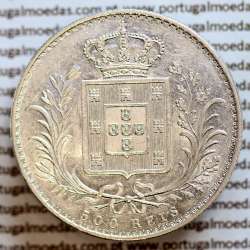 500 réis 1889 prata D. Luis I, moeda de cinco tostões prata 1889, World Coins Portugal KM 509 .L1.12.22.A9