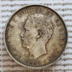 500 réis 1889 prata D. Luis I, moeda de cinco tostões prata 1889, World Coins Portugal KM 509 .L1.12.22.B4