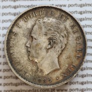 500 réis 1889 prata D. Luis I, moeda de cinco tostões prata 1889, World Coins Portugal KM 509 .L1.12.22.B4