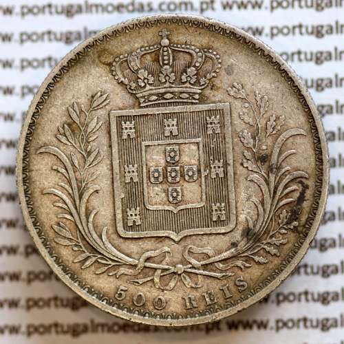 500 réis 1889 prata D. Luis I, moeda de cinco tostões prata 1889, World Coins Portugal KM 509 .L1.12.22.B5