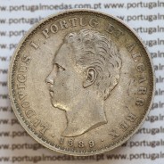 500 réis 1889 prata D. Luis I, moeda de cinco tostões prata 1889, World Coins Portugal KM 509 .L1.12.22.B5