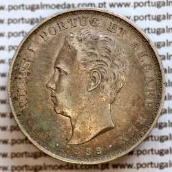 500 réis 1889 prata D. Luis I, moeda de cinco tostões prata 1889, World Coins Portugal KM 509 .L1.12.22.B6