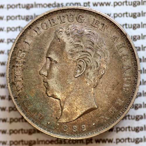 500 réis 1889 prata D. Luis I, moeda de cinco tostões prata 1889, World Coins Portugal KM 509 .L1.12.22.B6