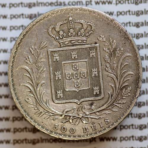 500 réis 1889 prata D. Luis I, moeda de cinco tostões prata 1889, World Coins Portugal KM 509 .L1.12.22.C3