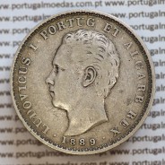 500 réis 1889 prata D. Luis I, moeda de cinco tostões prata 1889, World Coins Portugal KM 509 .L1.12.22.C4