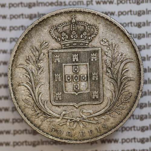 500 réis 1889 prata D. Luis I, moeda de cinco tostões prata 1889, World Coins Portugal KM 509 .L1.12.22.C5