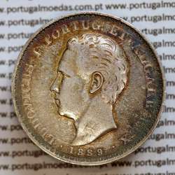 500 réis 1889 prata D. Luis I, moeda de cinco tostões prata 1889, World Coins Portugal KM 509 .L1.12.22.C7
