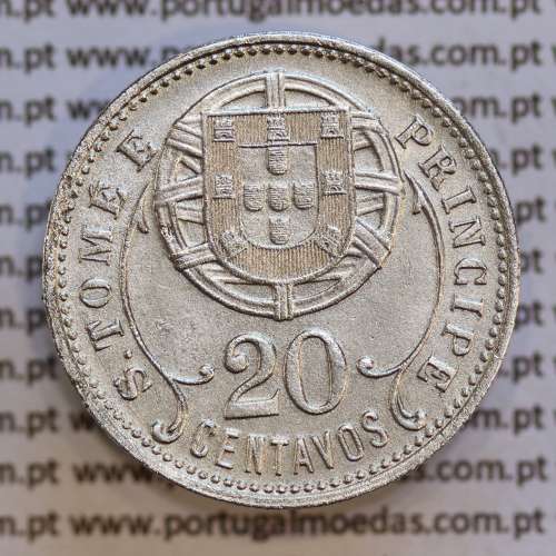 São Tomé e Príncipe 20 Centavos 1929 Alpaca, (Bela-), World Coins - Saint Thomas & Prince Island KM 3