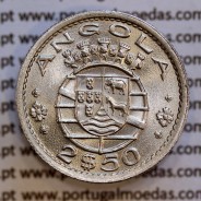 Angola 2$50 1956 cuproníquel, (2 escudos e 50 centavos 1956), (Soberba) 2 1/2 Escudos 1956 copperNickel World Coins Angola KM 77