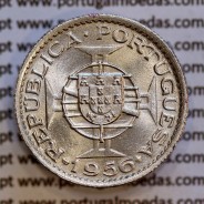 Angola 2$50 1956 cuproníquel, (2 escudos e 50 centavos 1956), (Soberba) 2 1/2 Escudos 1956 copperNickel World Coins Angola KM 77