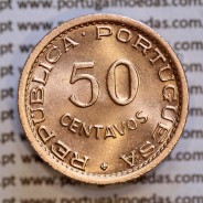 Angola 50 Centavos 1953 Bronze, ("$50" cinquenta centavos 1953 Angola), (Soberba), Angola, World Coins Angola KM 75