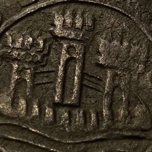 Ceitil Cobre de D. Afonso V (1438 -1481), Ceitil (1/6 Real Branco) Tipologia do catálogo F. Magro 8º Grupo - 3 ligações castelos