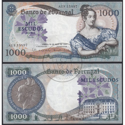 Nota de 1000 Escudos 1967 D.Maria II, 1000$00 19/05/1967 Chapa: 10 - Banco de Portugal (Pouco Circulada)