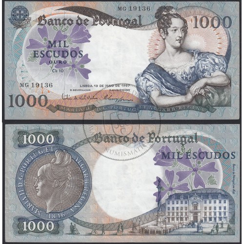 Nota de 1000 Escudos 1967 D.Maria II, 1000$00 19/05/1967 Chapa: 10 - Banco de Portugal (Circulada)