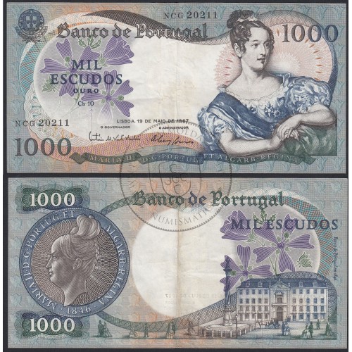 Nota de 1000 Escudos 1967 D.Maria II, 1000$00 19/05/1967 Chapa: 10 - Banco de Portugal (Circulada)