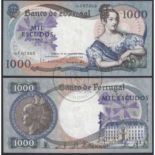 Nota de 1000 Escudos 1967 D.Maria II, 1000$00 19/05/1967 Chapa: 10 - Banco de Portugal (Circulada)