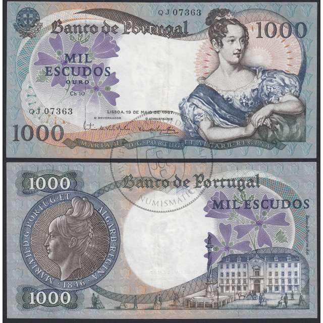 Nota de 1000 Escudos 1967 D.Maria II, 1000$00 19/05/1967 Chapa: 10 - Banco de Portugal (Circulada)