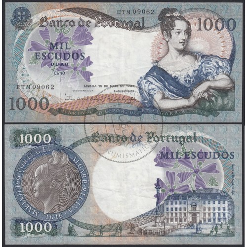 Nota de 1000 Escudos 1967 D.Maria II, 1000$00 19/05/1967 Chapa: 10 - Banco de Portugal (Circulada)