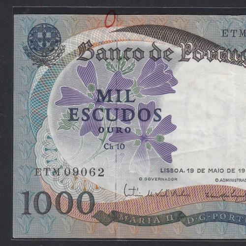 Nota de 1000 Escudos 1967 D.Maria II, 1000$00 19/05/1967 Chapa: 10 - Banco de Portugal (Circulada)