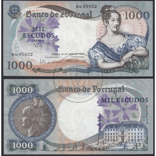 Nota de 1000 Escudos 1967 D.Maria II, 1000$00 19/05/1967 Chapa: 10 - Banco de Portugal (Circulada)