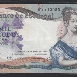 Nota de 1000 Escudos 1967 D.Maria II, 1000$00 19/05/1967 Chapa: 10 - Banco de Portugal (Circulada)