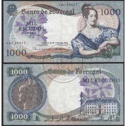 Nota de 1000 Escudos 1967 D.Maria II, 1000$00 19/05/1967 Chapa: 10 - Banco de Portugal (Circulada)