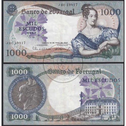 Nota de 1000 Escudos 1967 D.Maria II, 1000$00 19/05/1967 Chapa: 10 - Banco de Portugal (Circulada)