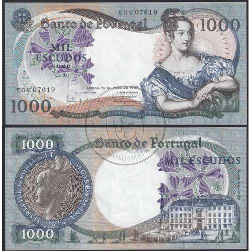 Nota de 1000 Escudos 1967 D.Maria II, 1000$00 19/05/1967 Chapa: 10 - Banco de Portugal (Muito Pouco Circulada)