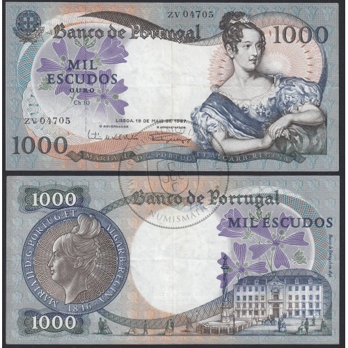 Nota de 1000 Escudos 1967 D.Maria II, 1000$00 19/05/1967 Chapa: 10 - Banco de Portugal (Circulada)