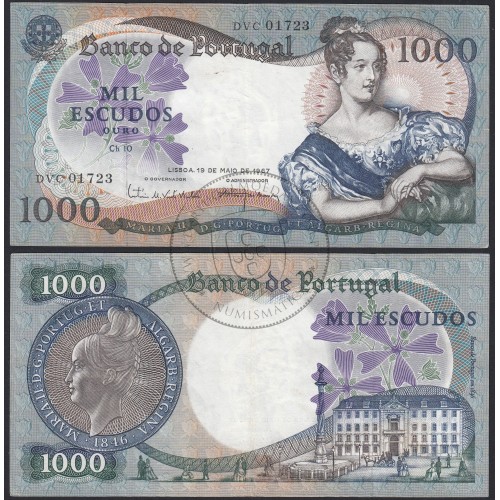 Nota de 1000 Escudos 1967 D.Maria II, 1000$00 19/05/1967 Chapa: 10 - Banco de Portugal (Circulada)