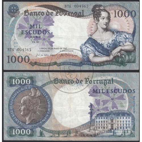 Nota de 1000 Escudos 1967 D.Maria II, 1000$00 19/05/1967 Chapa: 10 - Banco de Portugal (Circulada)