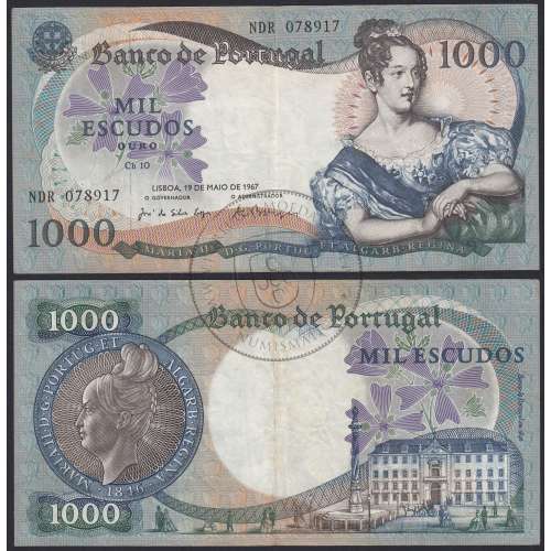 Nota de 1000 Escudos 1967 D.Maria II, 1000$00 19/05/1967 Chapa: 10 - Banco de Portugal (Circulada)