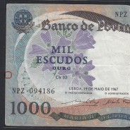 Nota de 1000 Escudos 1967 D.Maria II, 1000$00 19/05/1967 Chapa: 10 - Banco de Portugal (Circulada)