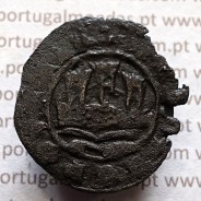 Ceitil Cobre de D. Afonso V (1438 -1481), Ceitil (1/6 Real Branco) Tipologia do catálogo F. Magro 2º Grupo, Mar 2 ondas vincadas