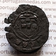 Ceitil Cobre de D. Afonso V (1438 -1481), Ceitil (1/6 Real Branco) Tipologia do catálogo F. Magro 2º Grupo, Mar 2 ondas vincadas