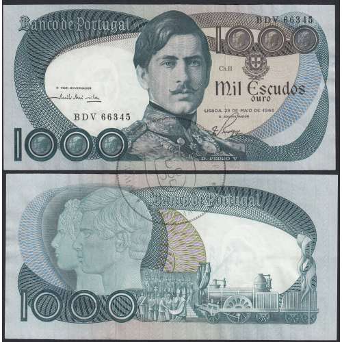Nota de 1000 Escudos 1968 D.Pedro V, 1000$00 28/05/1968 Chapa: 11 - Banco de Portugal (Pouco Circulada)
