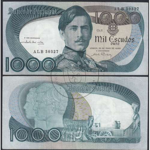 Nota de 1000 Escudos 1968 D.Pedro V, 1000$00 28/05/1968 Chapa: 11 - Banco de Portugal (Circulada)