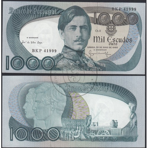 Nota de 1000 Escudos 1968 D.Pedro V, 1000$00 28/05/1968 Chapa: 11 - Banco de Portugal (Pouco Circulada)