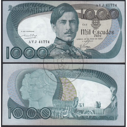 Nota de 1000 Escudos 1968 D.Pedro V, 1000$00 28/05/1968 Chapa: 11 - Banco de Portugal (Pouco Circulada)