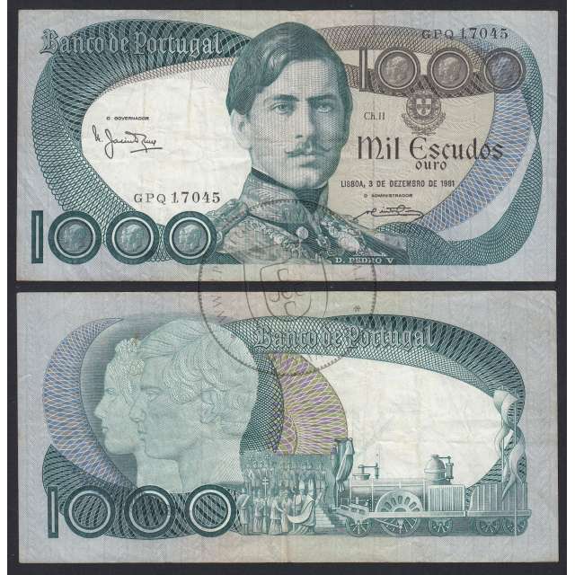 Nota de 1000 Escudos 1981 D.Pedro V, 1000$00 03/12/1981 Chapa: 11 - Banco de Portugal (Circulada)