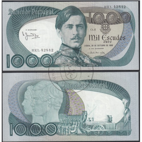Nota de 1000 Escudos 1982 D.Pedro V, 1000$00 26/10/1982 Chapa: 11 - Banco de Portugal (Pouco Circulada)