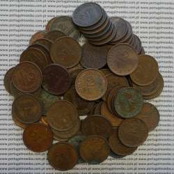LOTE 100 MOEDAS DE DOIS CENTAVOS (2 CENTAVOS) BRONZE 1918