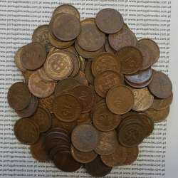 LOTE DE 100 MOEDAS DE DOIS CENTAVOS (2 CENTAVOS) BRONZE 1918 MBC+ / BELAS